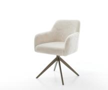 Drehstuhl Greg-Flex Plüsch Creme-Weiß Kreuzgestell breit Effektfinish ...