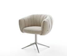 Drehstuhl Jada-Flex Webstoff Soft Beige Fußkreuz Edelstahl 360° drehba...