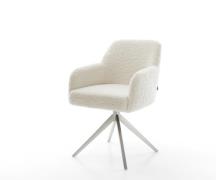 Drehstuhl Greg-Flex Teddystoff Beige Kreuzgestell breit Edelstahl 360°...