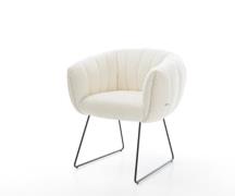 Esszimmerstuhl Jada-Flex Bouclé Weiß Kufengestell Schwarz Taschenfeder...