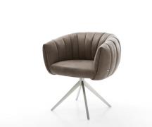 Drehstuhl Jada-Flex Mikrofaser Taupe Vintage Kreuzgestell breit Edelst...