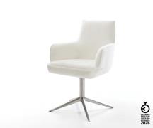 Drehstuhl Heira-Flex mit Armlehnen Bouclé Soft Beige Fußkreuz Edelstah...