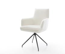 Esszimmerstuhl Heira-Flex mit Armlehnen Bouclé Soft Beige Kreuzgestell...