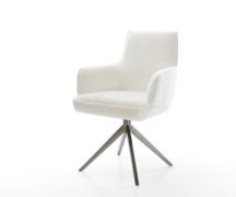 Drehstuhl Heira-Flex mit Armlehnen Bouclé Soft Beige Kreuzgestell brei...