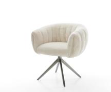 Drehstuhl Jada-Flex Plüsch Creme-Weiß Kreuzgestell breit Graphit 360° ...