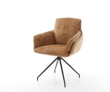 Drehstuhl Luan-Flex mit Armlehnen Chenille Rost Kreuzgestell konisch S...