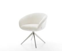 Drehstuhl Vinka-Flex mit Armlehnen Bouclé Soft Beige Kreuzgestell brei...