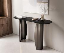 Konsolentisch Solena 135x40 cm Marmor Schwarz Silber Metall Black Anti...