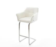 Barstuhl Yulo-Flex Bouclé Soft Beige Freischwinger Flach Edelstahl Sil...