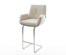 Barstuhl Clea-Flex Webstoff Soft Beige Freischwinger Flach Edelstahl S...
