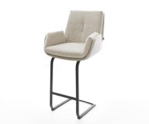 Barstuhl Clea-Flex Webstoff Soft Beige Freischwinger Flach Metall Schw...