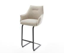 Barstuhl Alja-Flex Webstoff Soft Beige Freischwinger Flach Metall Schw...