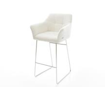 Barstuhl Yulo-Flex Bouclé Soft Beige Kufengestell Edelstahl Silberfarb...