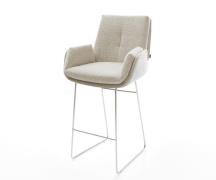 Barstuhl Clea-Flex Webstoff Soft Beige Kufengestell Edelstahl Silberfa...