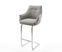 Barstuhl Alja-Flex Strukturstoff Soft Grau Freischwinger Flach Edelsta...