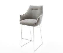 Barstuhl Alja-Flex Strukturstoff Soft Grau Kufengestell Edelstahl Silb...