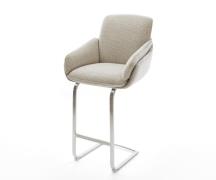 Barstuhl Luan-Flex Webstoff Soft Beige Freischwinger Flach Edelstahl S...