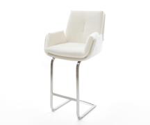 Barstuhl Clea-Flex Bouclé Soft Beige Freischwinger Flach Edelstahl Sil...