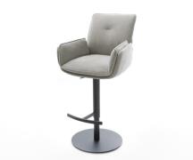 Barstuhl Nela-Flex Strukturstoff Soft Grau Drehfuß höhenverstellbar Me...