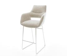 Barstuhl Yago-Flex Webstoff Soft Beige Kufengestell Edelstahl Silberfa...