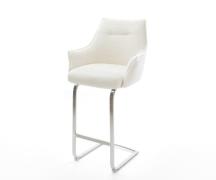 Barstuhl Alja-Flex Bouclé Soft Beige Freischwinger Flach Edelstahl Sil...