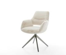 Drehstuhl Yago-Flex mit Armlehnen Plüsch Creme-Weiß Kreuzgestell breit...