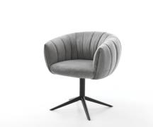 Drehstuhl Jada-Flex Samt Grau Fußkreuz Schwarz 360° drehbar Wippfunkti...