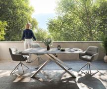 Outdoortisch Edge Boot 200x100 cm Keramik Beton Grau Kreuzgestell Rech...
