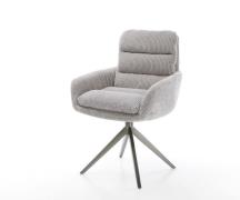 Drehstuhl Abelia-Flex mit Armlehnen Cord Silbergrau Kreuzgestell breit...