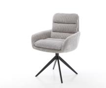 Esszimmerstuhl Abelia-Flex mit Armlehnen Cord Silbergrau Kreuzgestell ...