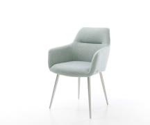 Armlehnstuhl Pejo-Flex Stripes Mint 4-Fuß konisch Edelstahl