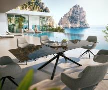 Outdoortisch Edge 300x100 cm Keramik Emperador Extra Lucidato Dunkelbr...