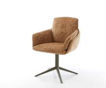 Drehstuhl Luan-Flex mit Armlehnen Chenille Rost Fußkreuz Effektfinish ...