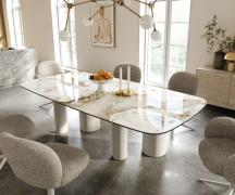 Esstisch Edge Boot 240x120 cm Keramik Minas Melange Weiß-Beige Pilier ...