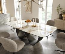 Esstisch Edge Boot 240x120 cm Keramik Minas Melange Weiß-Beige Infinit...