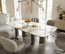 Esstisch Edge Boot 240x120 cm Keramik Minas Melange Weiß-Beige Pilier ...