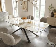 Esstisch Edge Boot 240x120 cm Keramik Minas Melange Weiß-Beige Kreuzge...