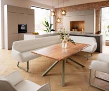 Esszimmerbank Taya-Flex 285x190 cm Bouclé Creme-Weiß Kufengestell flac...