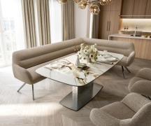 Esszimmerbank Taya-Flex 285x190 cm Bouclé Schlamm Kreuzgestell kantig ...