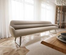 Esszimmerbank Taya-Flex 300 cm Bouclé Schlamm Kufengestell flach Effek...