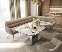 Esszimmerbank Taya-Flex 285x190 cm Bouclé Schlamm Kreuzgestell kantig ...