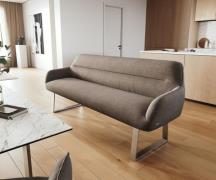 Esszimmerbank Taya-Flex 200 cm Strukturstoff Soft Taupe Kufengestell k...