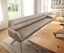 Esszimmerbank Taya-Flex 300 cm Mikrofaser Beige Vintage Kreuzgestell k...