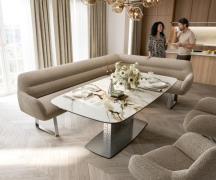 Esszimmerbank Taya-Flex 285x190 cm Bouclé Schlamm Kufengestell kantig ...