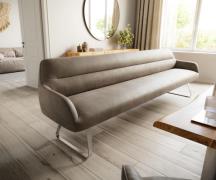 Esszimmerbank Taya-Flex 300 cm Mikrofaser Taupe Vintage Kufengestell f...