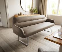 Esszimmerbank Taya-Flex 200 cm Mikrofaser Taupe Vintage Kufengestell f...