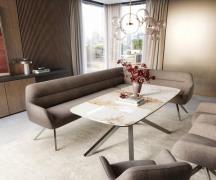 Esszimmerbank Taya-Flex 285x190 cm Strukturstoff Soft Taupe Kreuzgeste...