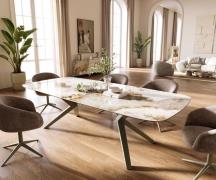 Esstisch Edge Boot 260x120 cm Keramik Minas Melange Weiß-Beige Zenthar...