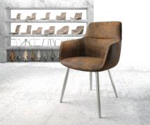 Armlehnstuhl Pejo-Flex Braun Antik 4-Fuß konisch Edelstahl