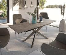 Esstisch Daven 160/200x90 cm Keramik Braun Edelstahl ausziehbar